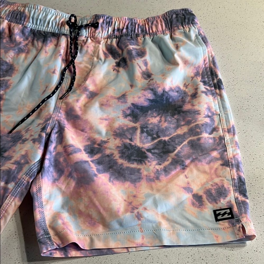 Billabong Men's Tie-Dye Recycled Sundays Layback Swim Athletic Shorts Purple Pin - Picture 3 of 8